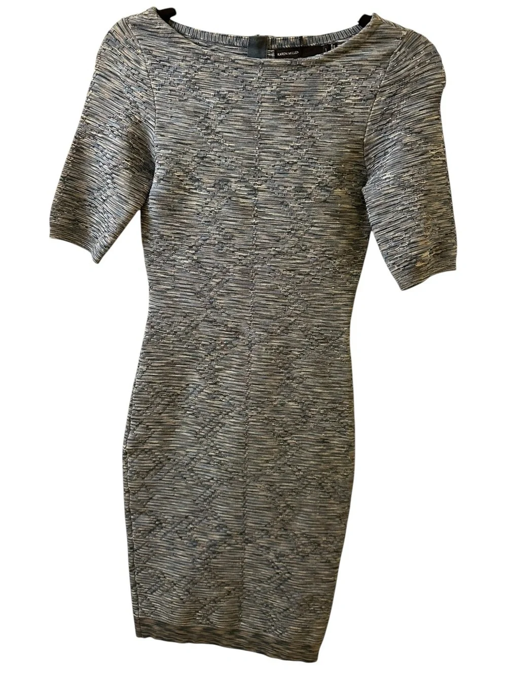 Karen Millen Heathered Gray/blue Bodycon knitted Dress size 1